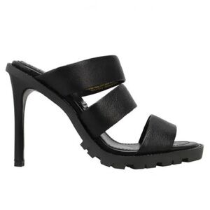 DKNY 7 Black Roslin Multi Strap Himalayan Leather Stiletto Heels